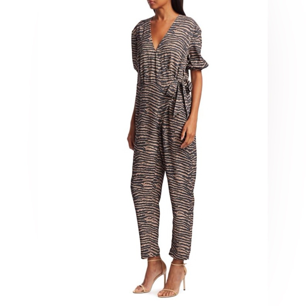 Joie Prisha Printed Wrap-Front Jumpsuit Size S